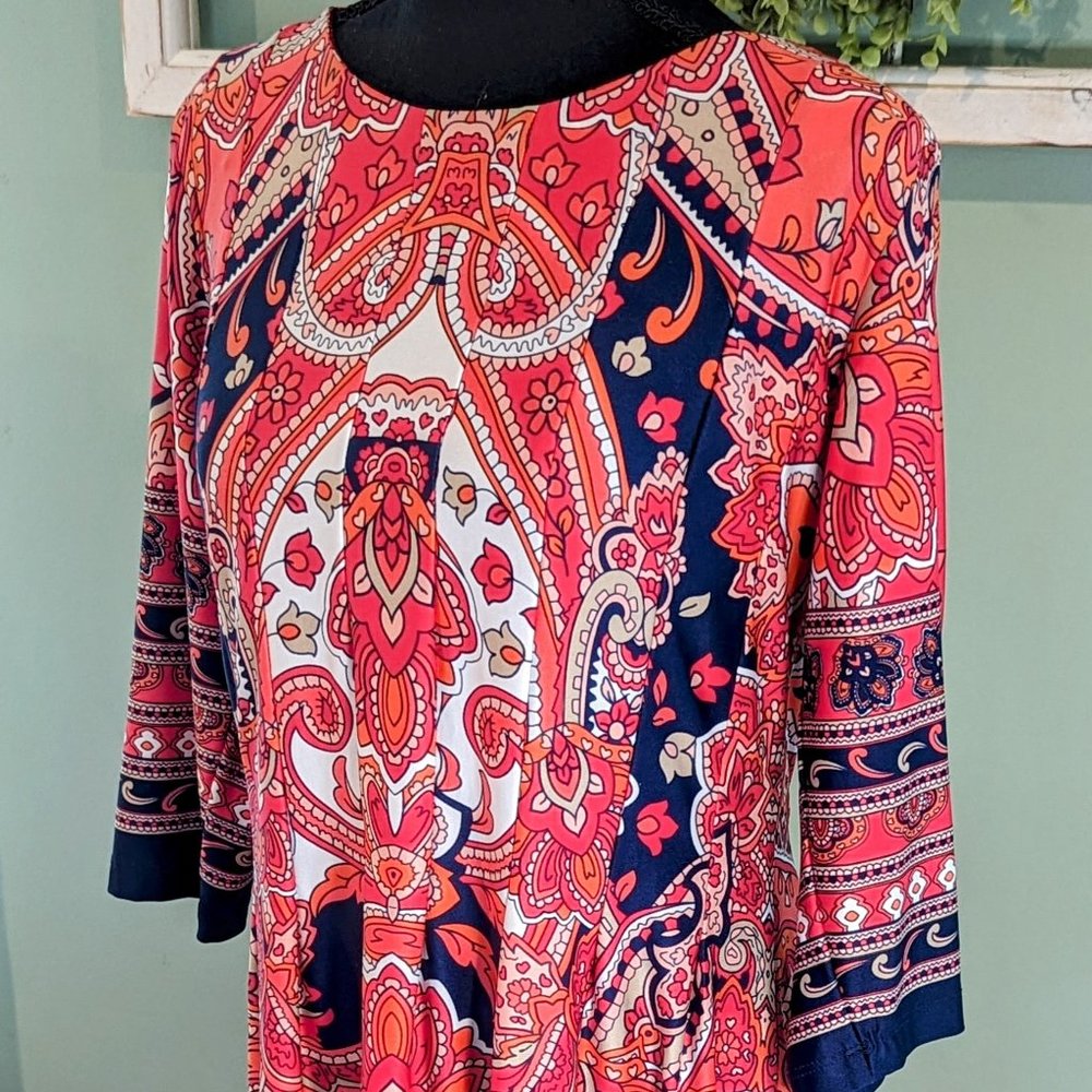 Gorgeous Red, Orange, Blue, Pink, White and Tan Shelby & Palmer Dress